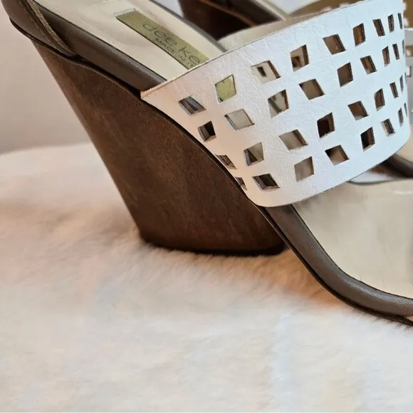 Dee Keller Women's Wedges Leather Chic Sandals Made in Italy Size EU 38.5 US 8.5