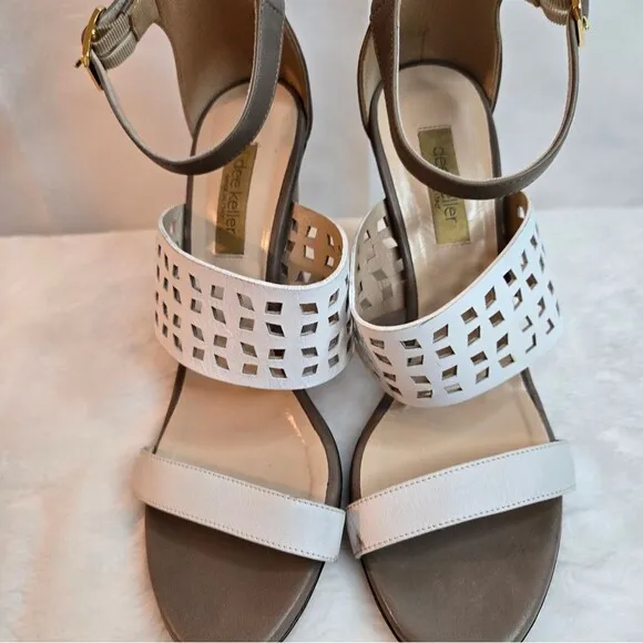Dee Keller Women's Wedges Leather Chic Sandals Made in Italy Size EU 38.5 US 8.5