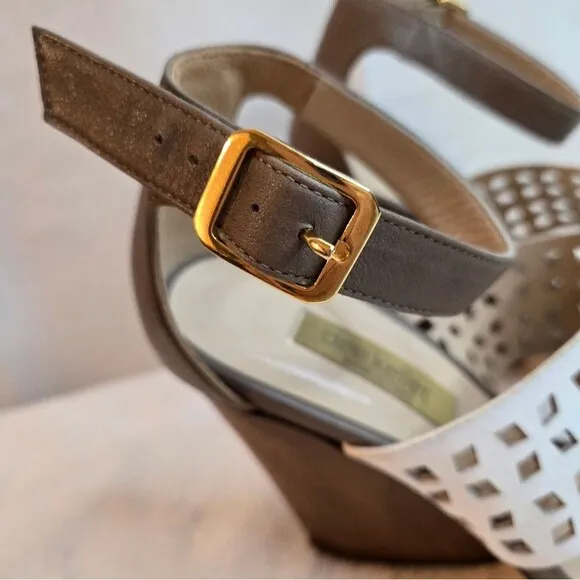 Dee Keller Women's Wedges Leather Chic Sandals Made in Italy Size EU 38.5 US 8.5