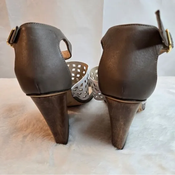Dee Keller Women's Wedges Leather Chic Sandals Made in Italy Size EU 38.5 US 8.5