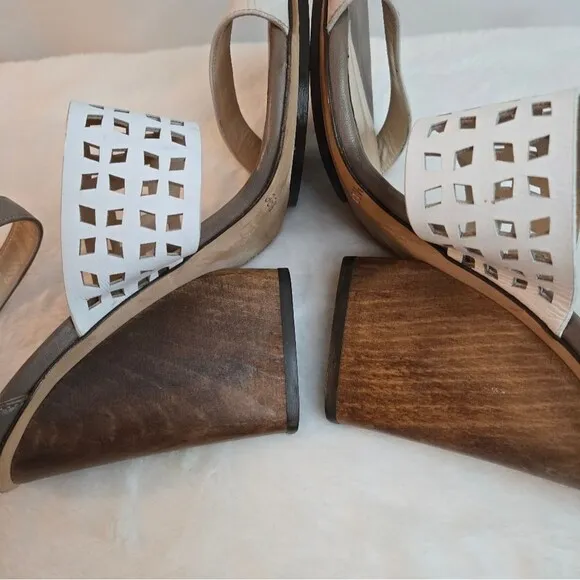 Dee Keller Women's Wedges Leather Chic Sandals Made in Italy Size EU 38.5 US 8.5