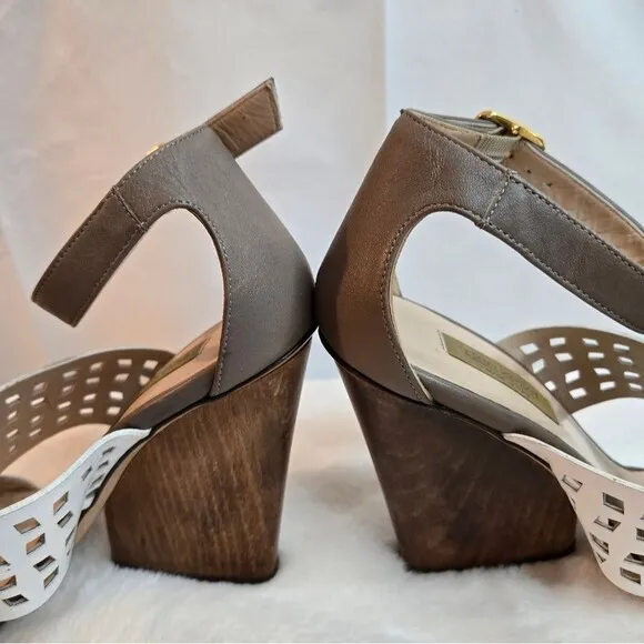 Dee Keller Women's Wedges Leather Chic Sandals Made in Italy Size EU 38.5 US 8.5