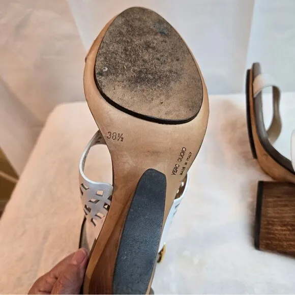 Dee Keller Women's Wedges Leather Chic Sandals Made in Italy Size EU 38.5 US 8.5