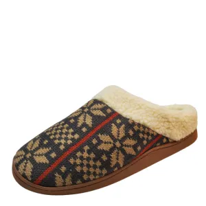 Deer Stags Mens Shoes Lodge Patterned Knit Slip On Slippers Dark Brown T…
