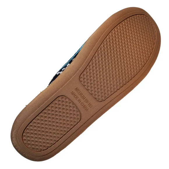 Deer Stags Mens Shoes Lodge Patterned Knit Slip On Slippers Navy White