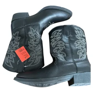 Deer Stags NWT Big Boys Black Ranch Western Cowboy Boots Pull‎ On Size 5