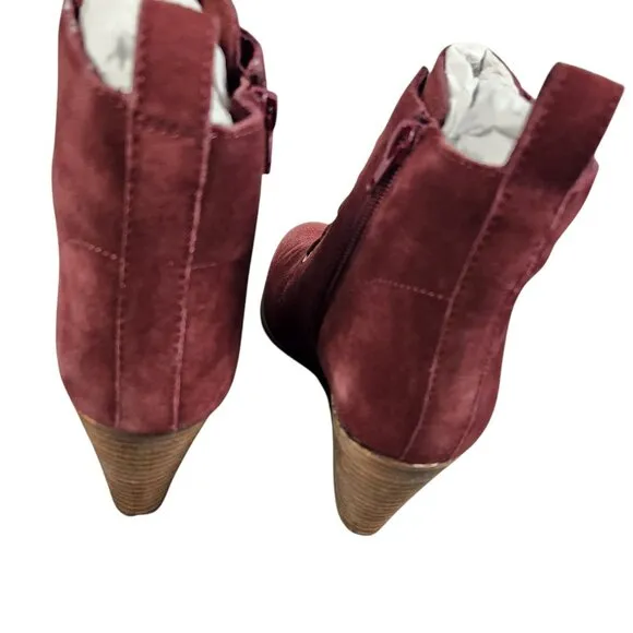 Diba Womens Blake Burgundy Suede Lace-Up Wedge Booties - Size 7.5