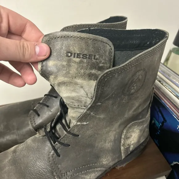 Diesel Norman Distressed Leather Boots Men’s Size 11.5