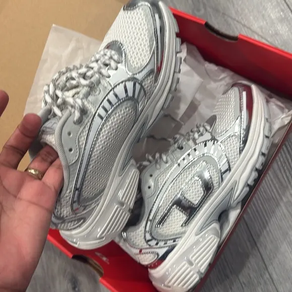 Diesel White and Silver Athletic Sneakers