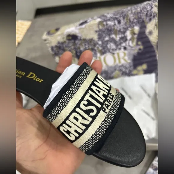 DIOR Black&amp;White Slides - shoes- sandals n 38 eu - New with box and bag