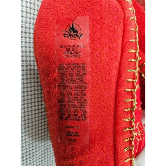 Disney Christmas Slipper Boots, Red, Size L 9/10, Festive Mickey &amp; Minnie Design