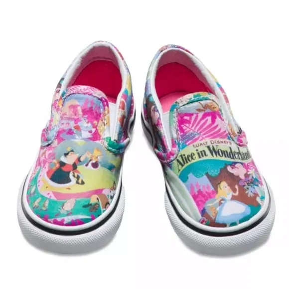 DISNEY Wonderland  VANS pink slip on baby sneakers