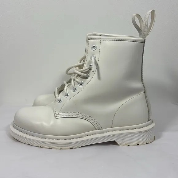 Doc Martens 1460 White Monochromatic Lace Up Boots Ankle Combat US 9 Platform