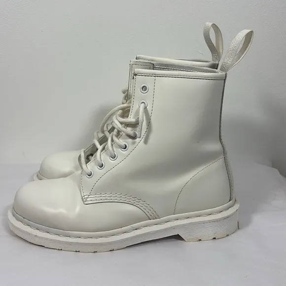 Doc Martens 1460 White Monochromatic Lace Up Boots Ankle Combat US 9 Platform