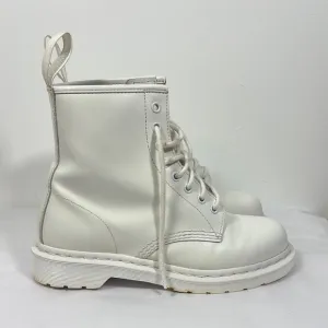 Doc Martens 1460 White Monochromatic Lace Up Boots Ankle Combat US 9 Platform