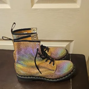 Doctor Martens Adult Holographic Iridescent Gold Rainbow Boots (1460 Pascal)