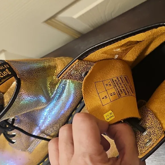 Doctor Martens Adult Holographic Iridescent Gold Rainbow Boots (1460 Pascal)