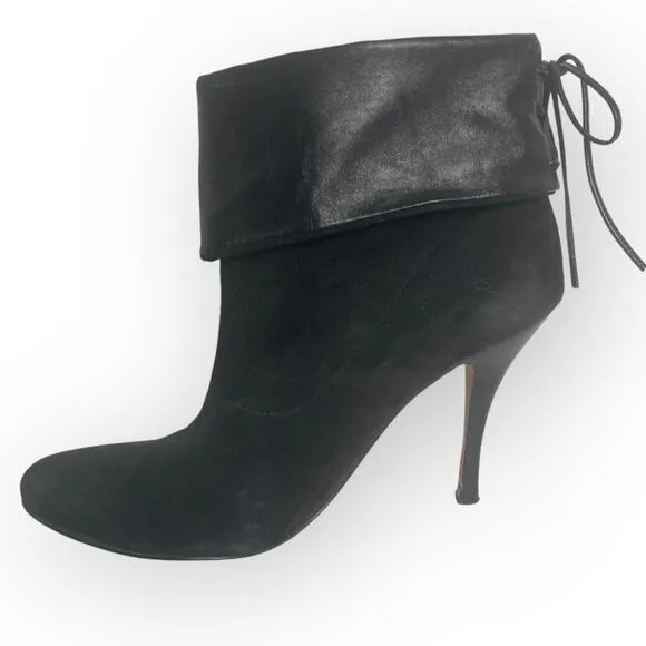 dolce vita black suede booties, womens size 6.5 leather high heel ankle boots
