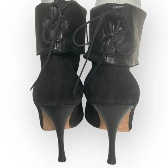 dolce vita black suede booties, womens size 6.5 leather high heel ankle boots