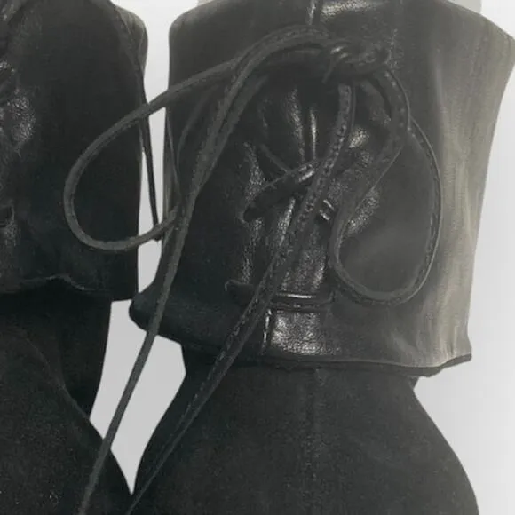 dolce vita black suede booties, womens size 6.5 leather high heel ankle boots