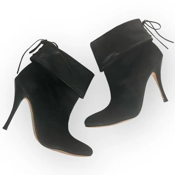 dolce vita black suede booties, womens size 6.5 leather high heel ankle boots
