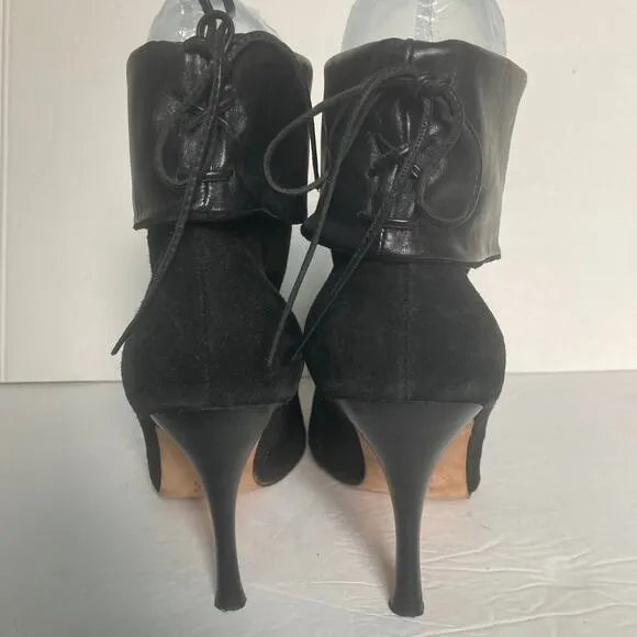 dolce vita black suede booties, womens size 6.5 leather high heel ankle boots