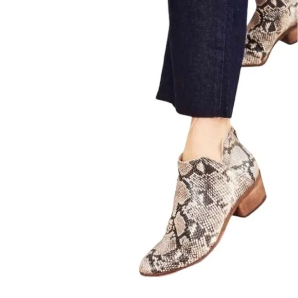 Dolce Vita Python Snake Print Embossed Leather Ankle Booties