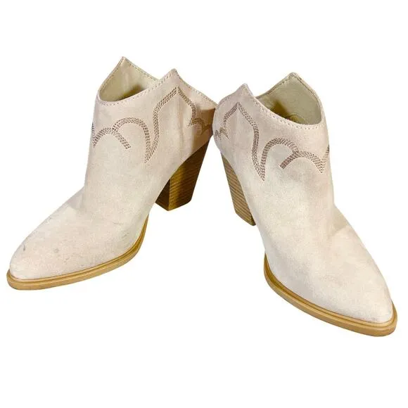 Dolce Vita Sola Ankle Boots Booties Size 8.5 Dune Western Slip On Heel Used