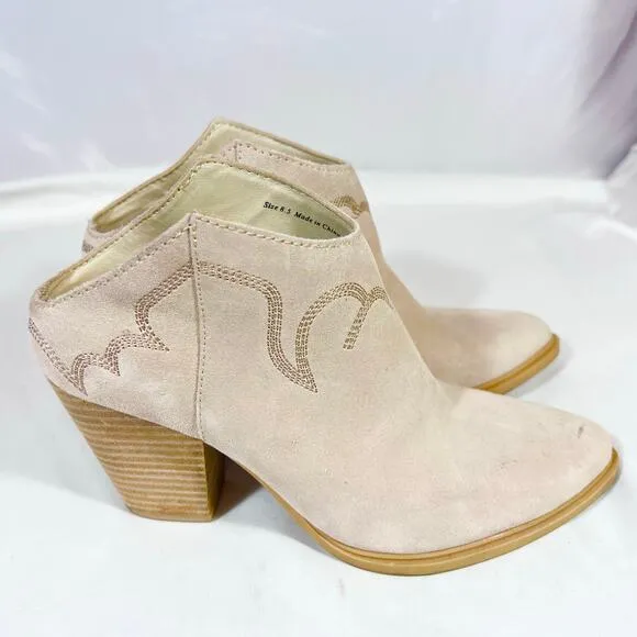 Dolce Vita Sola Ankle Boots Booties Size 8.5 Dune Western Slip On Heel Used