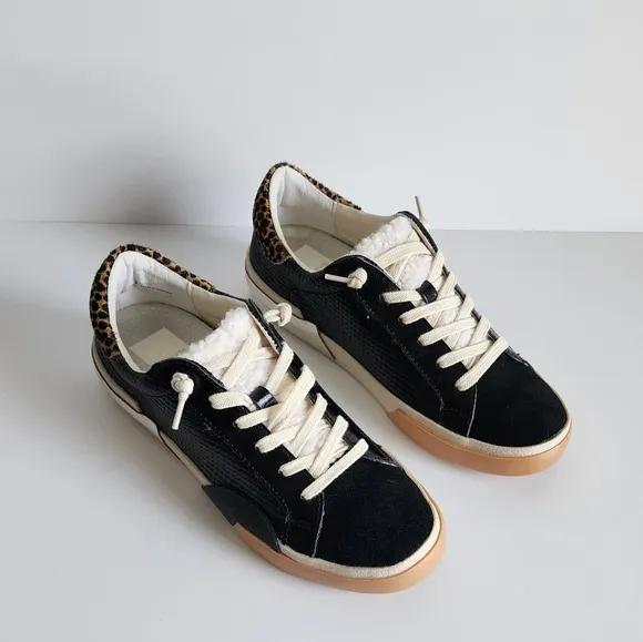 Dolce Vita Zina Plush Leopard Trim Women’s 8 Sneakers NEW