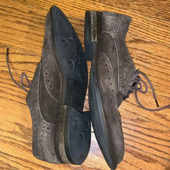 Donald J. Pliner Brown Suede Oxford Wingtip Shoes