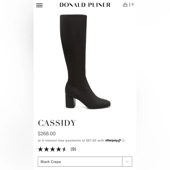 Donald Pliner Cassidy Black Crepe Tall Shaft Boot Size 5M New in Box Retail $268