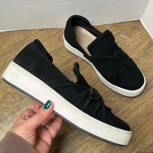 Donald Pliner Celest Black Suede Leather Slip on Sneakers Size 8.5