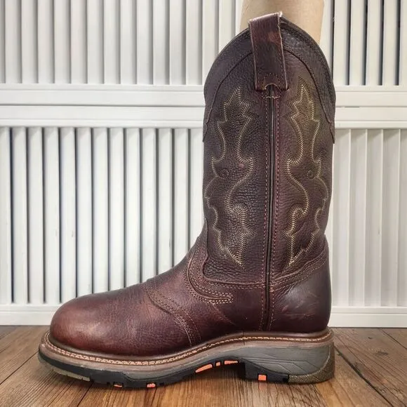 Double H DH5133 EH Safety Boots Men 7.5 EE Wide Brown Leather Composite Toe Work