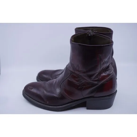 Double-H Men’s 8.5 EE #1528 S/T Western Vintage Work Boots USA Zip Up Non Slip