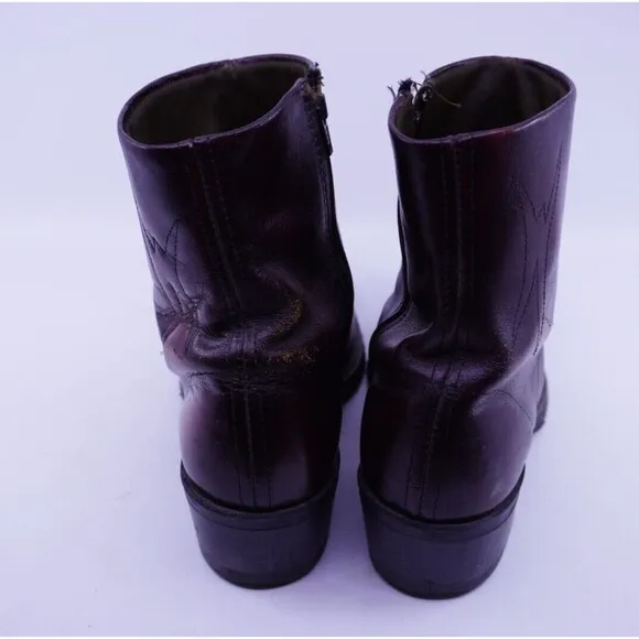 Double-H Men’s 8.5 EE #1528 S/T Western Vintage Work Boots USA Zip Up Non Slip