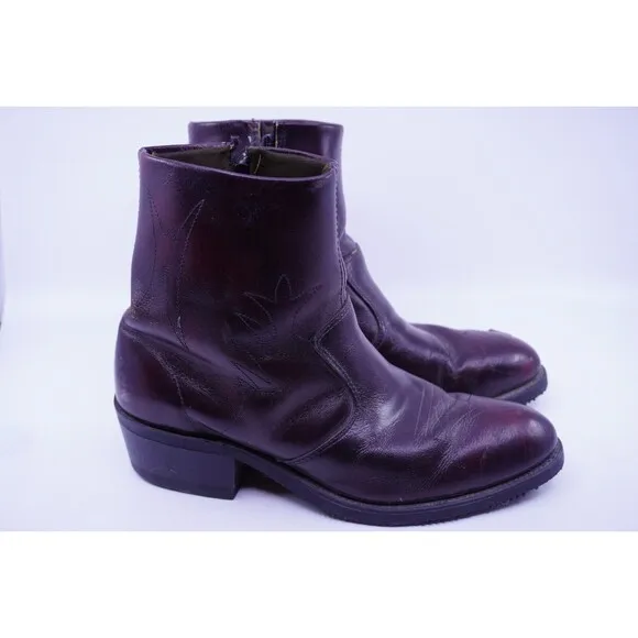Double-H Men’s 8.5 EE #1528 S/T Western Vintage Work Boots USA Zip Up Non Slip