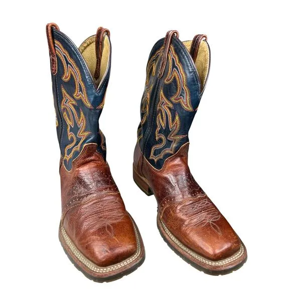 Double H Men's Cliff Black Brown Western Cowboy Boots Size US 9.5 EE