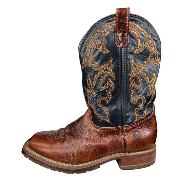 Double H Men's Cliff Black Brown Western Cowboy Boots Size US 9.5 EE