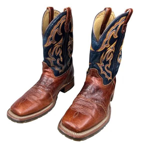 Double H Men's Cliff Black Brown Western Cowboy Boots Size US 9.5 EE