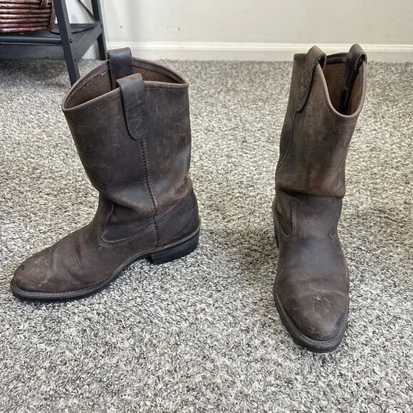 Double H Ranch Wellington Mens 7.5 D Slip Oil Resistant Boots Brown