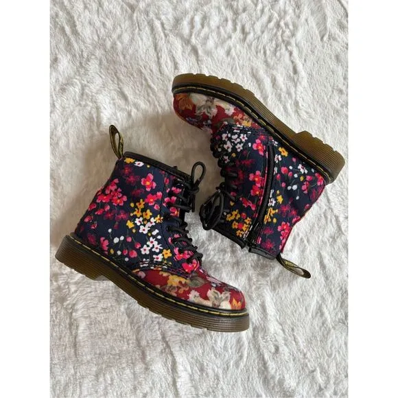 Dr DOC MARTENS Floral Little Girls Boots - US 9 UK 8