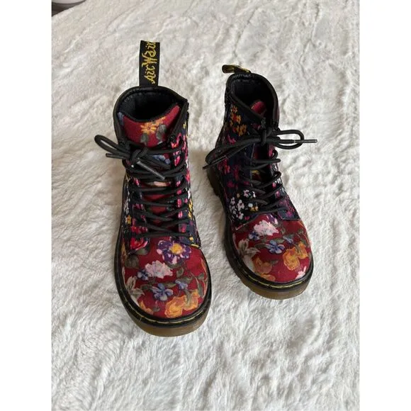 Dr DOC MARTENS Floral Little Girls Boots - US 9 UK 8