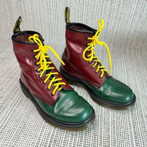 Dr. Marten 1460 Green Cherry Red Yellow Smooth Leather Lace Up Boot size 7L