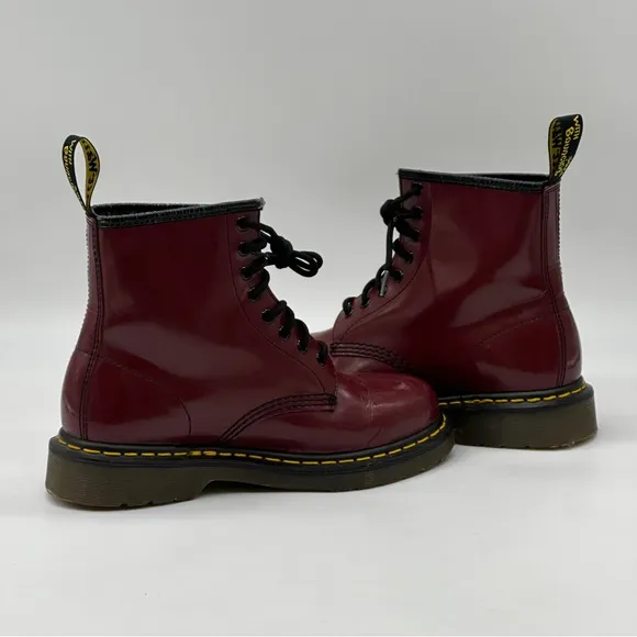 Dr. Martens 1460 Burgundy Leather Boots. Size 8