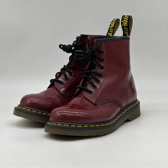 Dr. Martens 1460 Burgundy Leather Boots. Size 8