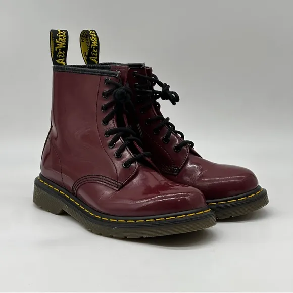 Dr. Martens 1460 Burgundy Leather Boots. Size 8