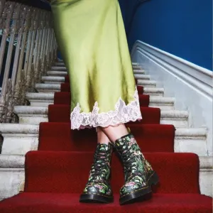 DR MARTENS 1460 FLORAL BLOOM LEATHER LACE UP BOOTS