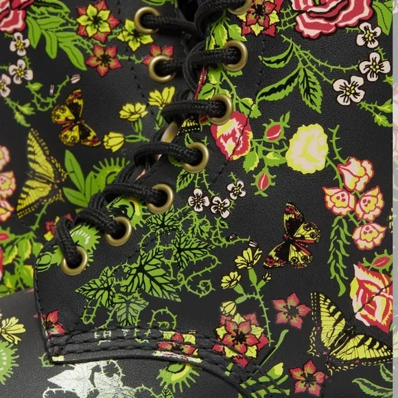 DR MARTENS 1460 FLORAL BLOOM LEATHER LACE UP BOOTS