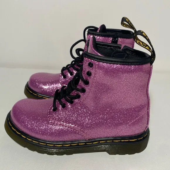 Dr. Martens 1460 Glitter T Kids Boots in Sparkly Dark Pink size 10